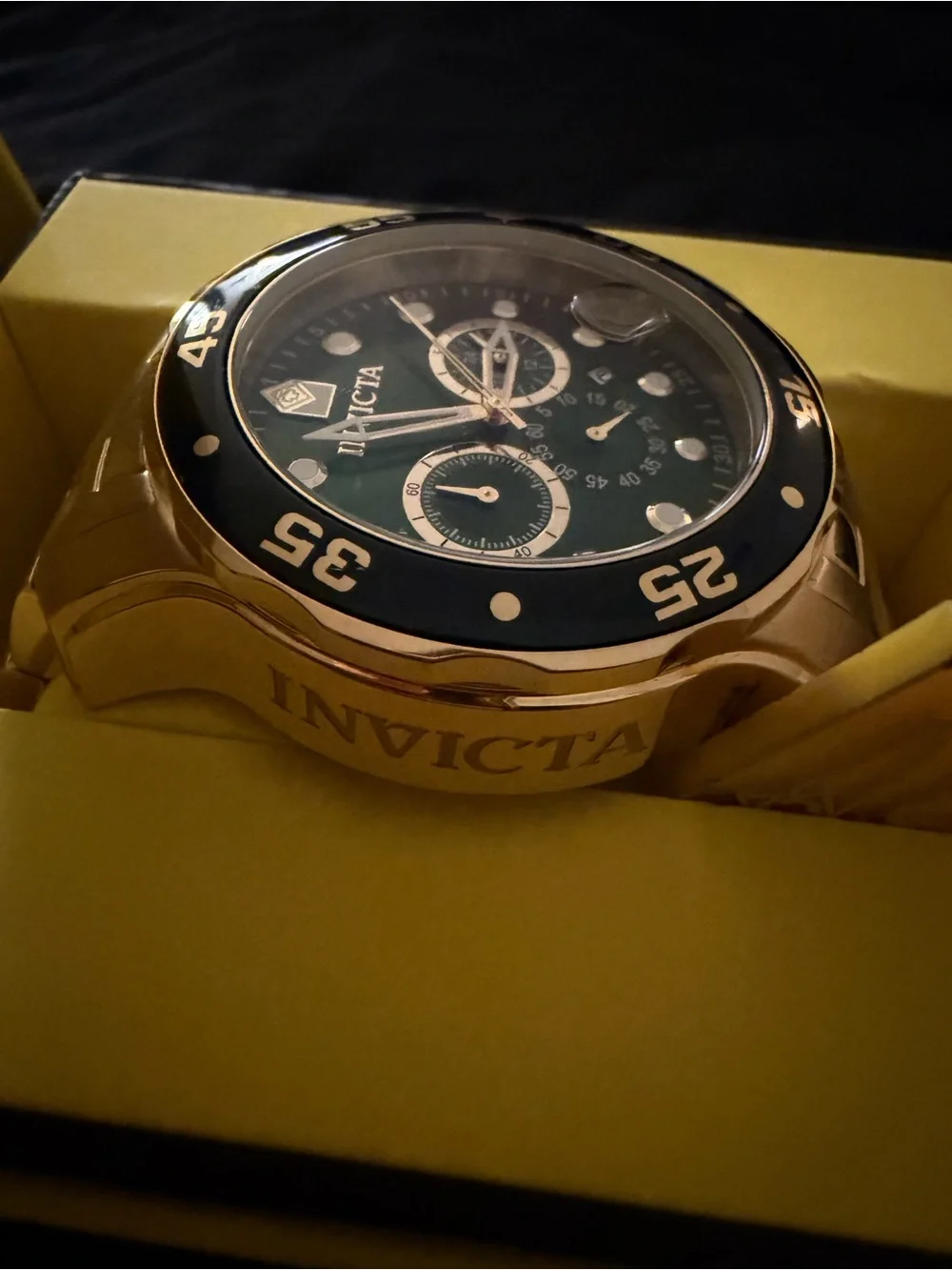 Invicta Pro Diver Men's Rose Gold Watch with Green Dial
